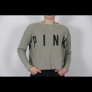 Pink brand green waffle long sleeve